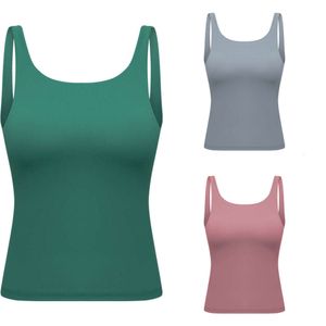 Lu hizalama üstleri hizalanan tank kadın tişört düz renk kolsuz spor limon tank kadınlar mahsul üst spor salonu sıkı yumuşak yelek ushape sırtsız fitness tshirt göğüs pedi limon w