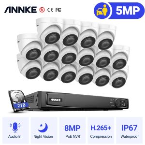 Лента Annke 5MP H.265+ 16CH POE Network Video Security System 16pcs 2,8 мм объектива IP67 Outdoor POE IP -камеры Play Play Play Poe Camera Kit