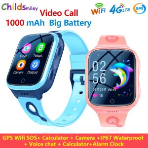 Saatler 4G Çocuklar Akıllı İzle Kamera SOS IP67 Su Geçirmez GPS WiFi Video Arama Monitörü İzleyici Konumu LBS Akıllı Saatler Çocuklar İzle