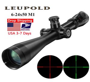 Leupold Mark 4 624x50 M1 Taktik Tüfek Kapsamı Av Optik Kapsam Kırmızı ve Yeşil Dot Fiber Retikül Uzun Göz Kaçınma Tüfek Scopes9660179