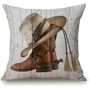 Cuscini Western Cowboy Stivali lanciare American Country Farm House Rustic Grey Legno decorativo Decor