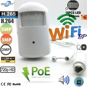 Kameralar WiFi Poe 5MP IMX335 2MP IMX307 PIR Muhafaza Kapalı Mini IP Kamera Kablosuz TF Kart Güvenliği Görünmez 940NM IR Builin Mic Camhi