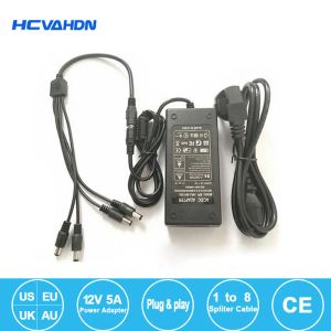 Aksesuarlar DC 12V 5A 4 Port CCTV Kamera AC Adaptör Güç Kaynağı Kutusu CCTV Video Kamerası İngiltere AU AB ABD Fiş Adaptör Şarj Cihazı Açık Ayırt Cihaz