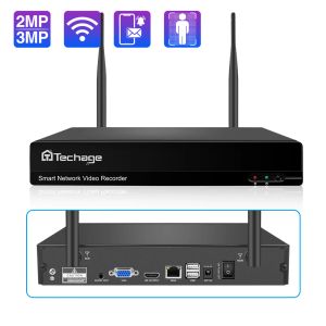 Intercom Techage H.265 1080P 3MP Ağ Video Kaydedici Kablosuz DVR 8 Kanallar P2P WiFi Gözetim Kamera Sistemi için Uzaktan Erişim