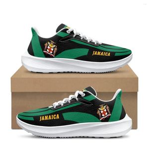 Sıradan ayakkabılar klasik Jamaika bayrağı amblem desen spor ayakkabılar hafif dantel yukarı nefes alabilen iş seyahati kaymaz kir dirençli featwear