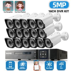 Sistem 16 Kanal CCTV DVR Güvenlik Kameraları Sistem Kiti 5MP 8CH DVR Kiti Açık Hava Su Geçirmez AHD Mermi Video Gözetim Sistemi Seti 2MP