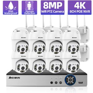 SISTEMA 8CH 8MP CCTV Sicurezza Sistema Sistema Kit di sorveglianza di videosorveglianza WiFi PTZ IP fotocamera IP Rilevamento umanoide 4K set NVR