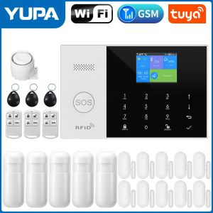 Kitler Yeni Kablosuz Ev Alarm Sistemi GSM WiFi ile hareket sensörü dedektörü hırsız alarmı Tuya Smartlife App Bahçesi Ev Alarmı PG105