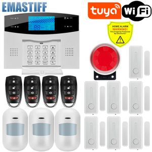 Kitler Tuya Wifi GSM PSTN Alarm Sistemi Kablosuz Kablolu Dedektör Alarm Akıllı Ev Röle Çıktı Uygulaması İngilizce/Rusça/İspanyolca