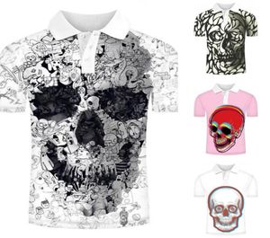 Прозрачный узоры черепа MEN039S 3D -принтером TSMET FISTICE PAINT TOP Streetwear Punk Gothic Round Neck High Caffence AME3314953