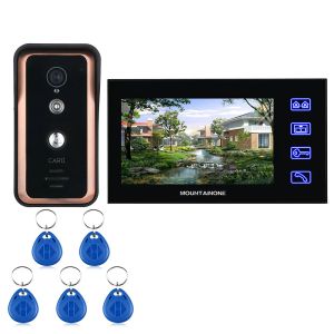 İnterkom 7 inç dokunma düğmesi Renkli Video Intercom kapı telefon sistemi RFID Kart Okuyucu HD Kapı Zili 1000TVL IRCUT KAMERA