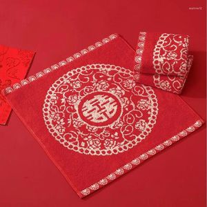 Havlu 5pcs Kare Kırmızı Düğün Geleneksel Çin Mutluluk Asya Tema Hediye Konuk 35x35cm
