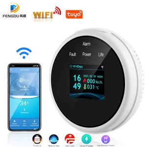 Webcams Sıcak Akıllı Yaşam Tuka Wifi Gaz Sızıntı Sensörü LED Ekran Ekran yanıcı Akıllı Ev Akıllı LPG Gaz Alarm Sıcaklık Dedektörü