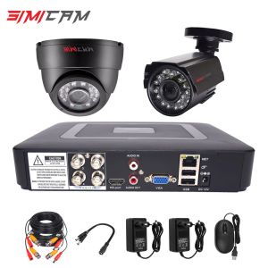 Systemversicherungsüberwachungskameras System CCTV Kit DVR -Kameras HD 4CH 1080N 5iN1 DVR Kit 2pcs 720p/1080p AHD Camera 2MP P2P Videoüberwachung Set