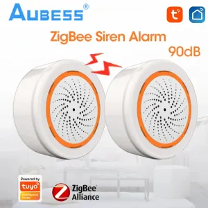 Сирена Aubess Tuya Zigbee Siren Siren 90DB Sound Light Alarm Smart Home Security Security System Работает с Smart Life Zigbee Gateway