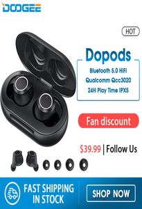 Doogee Dopods Beat Bluetooth Bluetooth 50 TWS CVC 80 наушников с Qual Comm QCC3020 APTX 24H Play Time Assistant IPX59403245