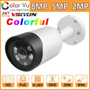 Система Vikylin Hik Compatable 4K Color Night Camera 8MP Полнократная пуля Bullet IP -камера Красочная 5 -мегапиксельная камер видеонаблюдения POE Build In Mic