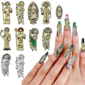 100pcs Bakire Mary Nail Charms 3D kristal tırnak mücevher buddha tırnak sanatı dekorasyon dini tırnak sanat rhinestones akrilik tırnaklar için 240401