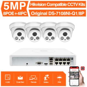 Kits compatíveis com sistema Hikvision 4pcs 5mp Poe IP Câmera colorvu Hikvision 8CH POE NVR DS7108NIQ1/8P DIY VÍDEO CCTV SISTEMA CCTV
