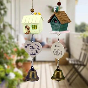 Figurine decorative in resina cartone animato vento a vento uccello gabbia ornamento decorazione casa giardino cortile carino casa a campana a sospensione regalo artigianato