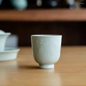 Bardak Saucers Song Qing Master Cup Manuel Seramik Çay Seti Kesme Örnek Tek Düz