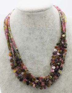 Ожерелья оптовые многоцветные турмалиновые круглые и капли ожерелье 18 -дюймовый FPPJ Nature Beads for Women Gift Gemstone