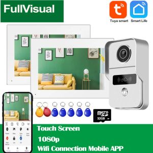 Intercom Fullvisual Tuya Akıllı Ev İnterkom Wifi Video Kapı Telefon Sistemi Kablosuz 140 ° geniş açılı kapı zili kamera dokunmatik ekran