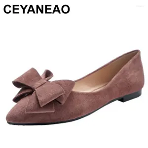Повседневная обувь Ceyaneaoshoes Microfiber Tip с луком для женщин удобно шить без каблуки 42-34 REDE145