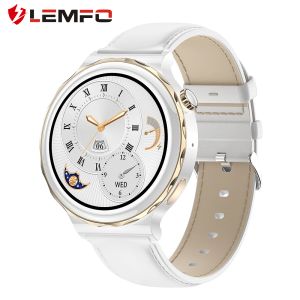 Смотрите Lemfo HK43 Smart Watch Women Women 260MAH Батарея Bluetooth Call Custom Обои давление в кислороде Женские умные часы 1,36 дюйма 390*390