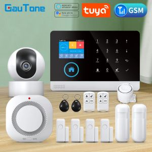 Комплекты Gautone Tuya Smart Wi -Fi Security System Wireless Wireless GSM Fire Alarm System System System Smart Life Control с Alexa