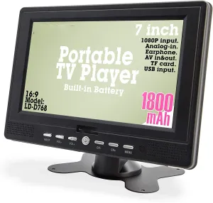 Oyuncular 7 inç Taşınabilir TV DVBT2 ATSC ISDBT Dijital TV ve Analog Mini Küçük Araba TFT LCD HD TV Televizyon Desteği USB TF MP4