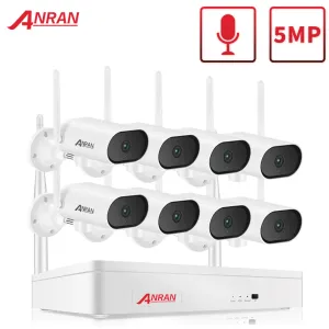 Система ANRAN 5MP SUPVILLANCE SYSTEM SYSTEM WIRESSE SECRENTEA SERACTION CCTV CCTV Outdoor Wi -Fi Secure Camera Video 8CH NVR наборы
