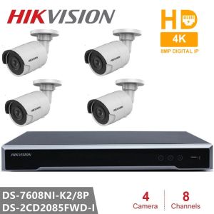 Система Hikvision Security Camera Kits Embedded Plug Play H.265 NVR 8CH 8POE 4PCS 8MP IP -камера DS2CD2085FWDI WDR POE BULLET