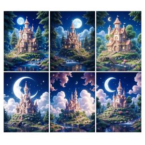 Fullcang Diy Diamond Painting Moon Castle Preseery Full Square Round Atrinestone Art Mosaic вышивка ландшафт декор стены FG2361 240328