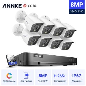 System Annke 4K Ultra HD H.265 8Ch DVR CCTV -Kamera -Sicherheitssystem für Home 8MP IP67 Color Night Vision Video Surveillance Kits Outdoor Outdoor