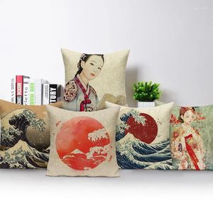Yastık vintage dekoratif kapaklar Japon tarzı deniz dalgaları ev özel kanepe yastık kılıfı için gündoğumu kapak dekoru