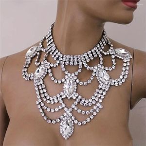 Zincirler Romantik Parlak Rhinestone Kolye Düğün Partisi Takı Moda Lüks Kristal Gelin Aksesuarları