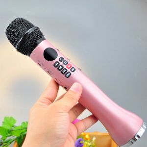 Mikrofonlar 2in1 L598 Handheld Mini USB K Şarkı Mikrofon Kablosuz Hoparlör Çok Fonksiyonlu Ayar Paneli Cep KTV Şarkı Singing Mic Red