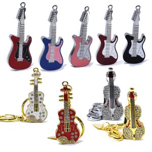 Kılıflar u Disk Metal 128GB 4GB gitar 8GB Müzik USB Flash Drive 16GB 32GB Hafıza Çubuğu Yüksek Hız 64GB Keman Hediye Kalemi Kristal