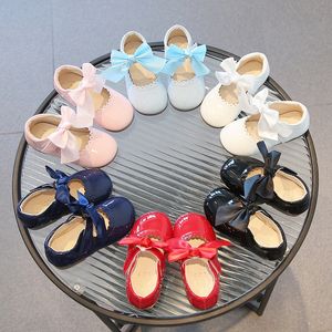 bebek deri kızlar prenses ayakkabılar yay inci bebek çocuklar deri ayakkabı siyah beyaz bebek yürümeye başlayan çocuklar ayak koruma ayakkabıları q5ml#
