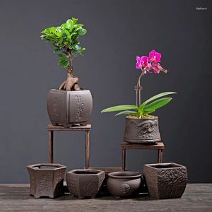 Vasos China yixing vintage vegetação respirável Planter de decoração caseira cameo vaso ornament makata bonsai pote