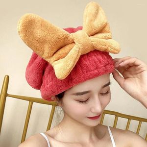 Havlu mikrofiber kuru saç şapkası hızlı kurutma banyosu spa bowknot sarma kapak kadınlar duş banyo aksesuarları