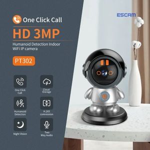 ESCAM PT302 ОДИН CLICK CAN/TILT Humanoid Detection Cloud Storage H.265 Wi -Fi IP -камера с двусторонним аудио -ночным видением