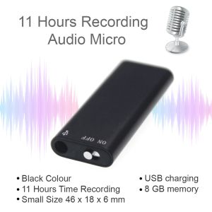 Регистратор 11 часов продолжает записывать голосовой регистратор со звуком Activate Vox Функция MP3 -плеер Audio Micro 8GB