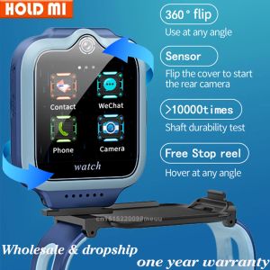 Смотреть 360 градусов вращения Smart Watch Kids 4G видео звонок GPS Location Sim Dual Cameras Smart Wwatch Smart Clock Chicks The Phone Watches