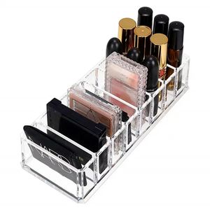 ACRYLIC Makeup Compact Powder Holder Bush Sheshadow Lipstick Organizer 8 Slots Makeup Display Storage Case