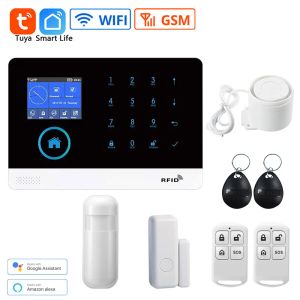 Kitler Akıllı Tuya Ev Güvenlik Alarm Sistemi WiFi GSM Alarm Sistemi PG103 Kablosuz LCD Touch Klavye 433MHz Dedektörleri Uygulama Kontrol Kiti