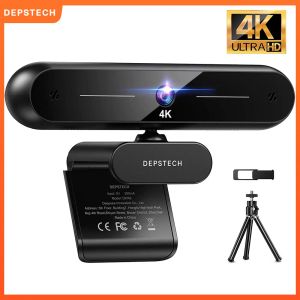 Fareler DepStech DW40 4K HD Webcam 8MP Otomatik Odak USB Web Kamerası Mikrofonlu Dizüstü Bilgisayar PC/ Video Arama/ Zoom/ Akış