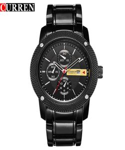 Curren Luxury Sport Quartz Men Men Worist Watch Аналоговые круглые наручные часы с покрытием металлической черной полосой часы дата Relogio Masculino 80698215468