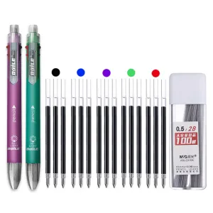 Ручки 6 в 1 многоцветный шариковой набор пера выдвижной 5 цветов и механический карандаш в одной ручке многофункционально